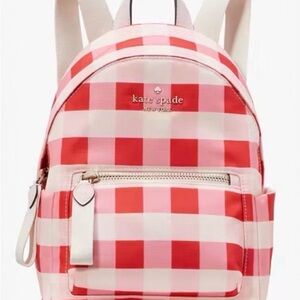 Kate Spade Red, Pink and White Plaid Backpack